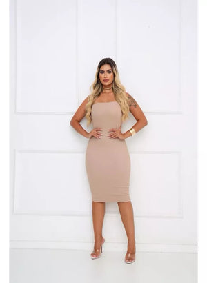 Gabi Strapless Reversible Dress Lurex Golden Nude