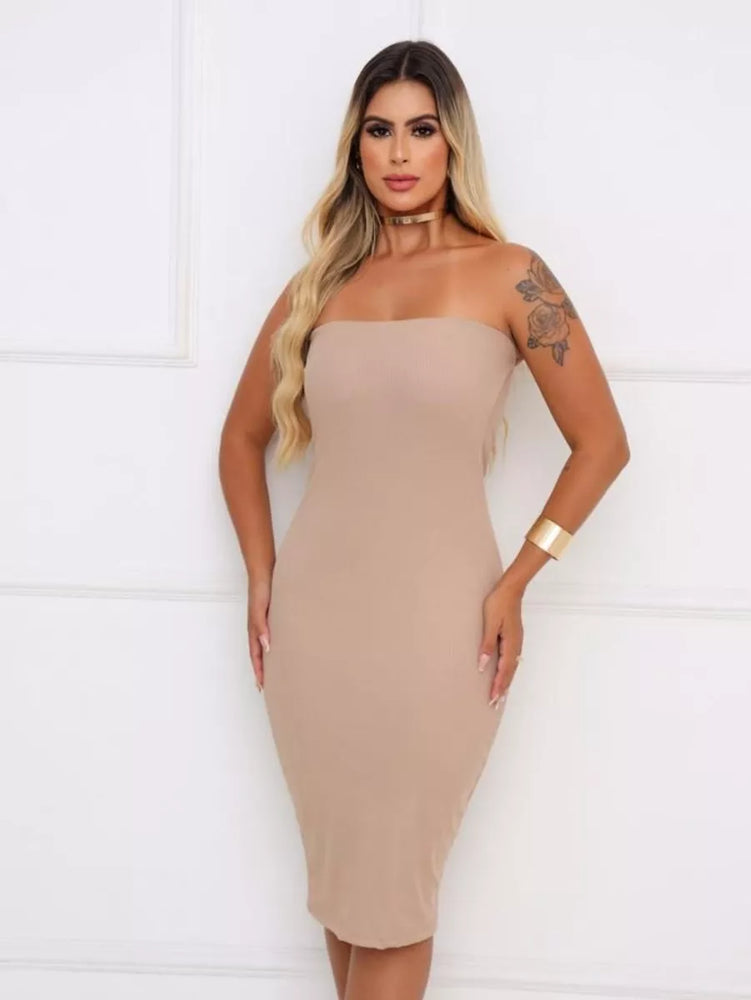 Gabi Strapless Reversible Dress Lurex Golden Nude